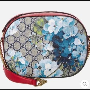 NWT Gucci Gg Blooms Supreme Canvas & Leather Crossbody Bag